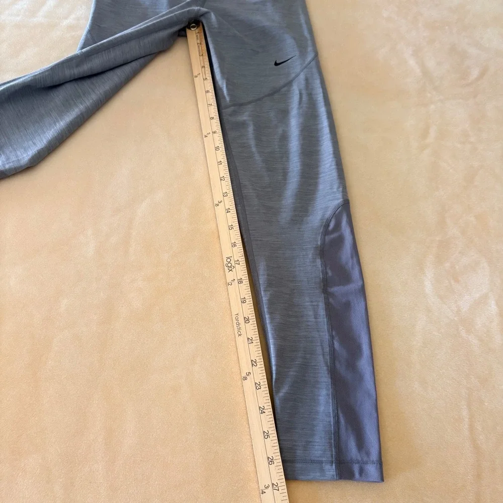 Nike Pro Womens Gray Space Dye Heather Mesh Panel Training Leggings AO9968-063 L
